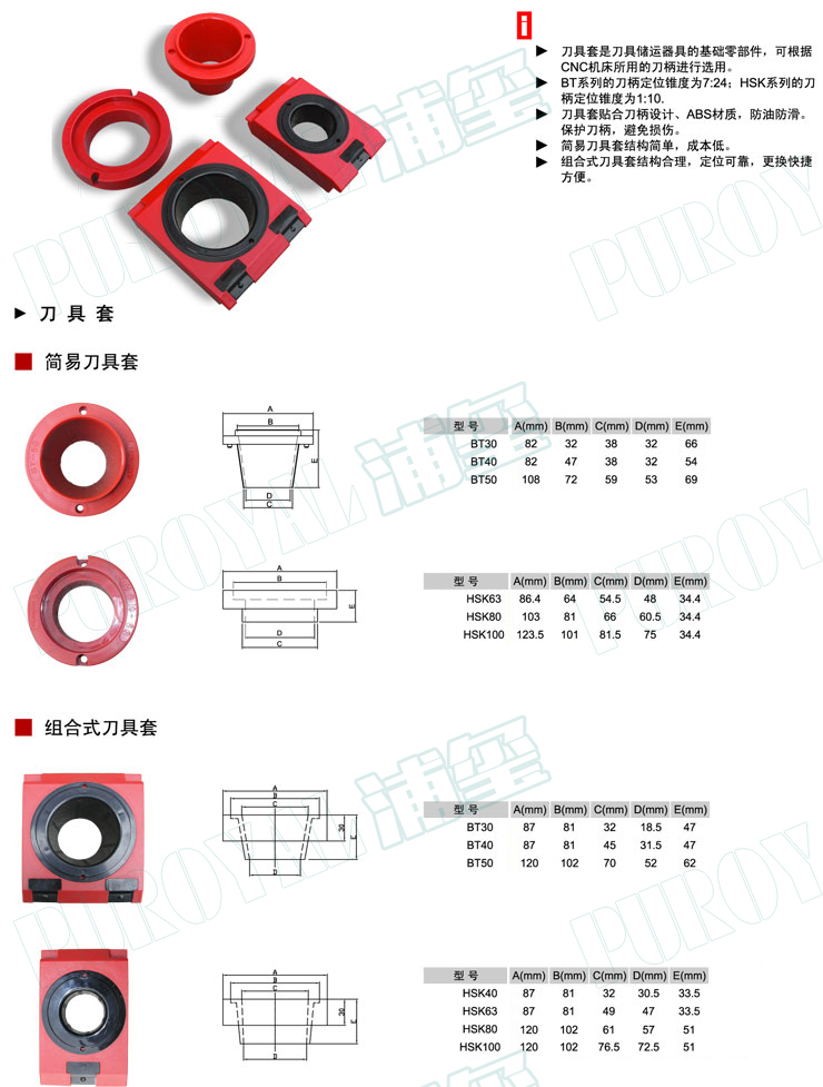 刀具柜，组合刀具套，方形刀具套，BT30，BT40,BT50，HSK40,HSK63，HSK80，HSK100，